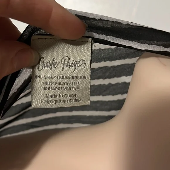 Charlie Paige Black/White/Gray Striped Sheer Poncho Cover-Up - Picture 5 of 5